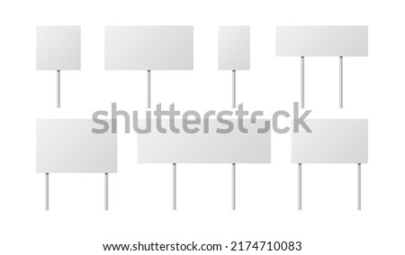 White blank boards signs. Vector illustration. stock image.