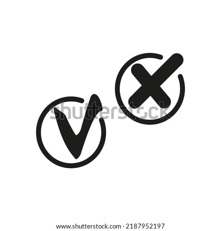 black cross tick. Vector illustration. stock image. 