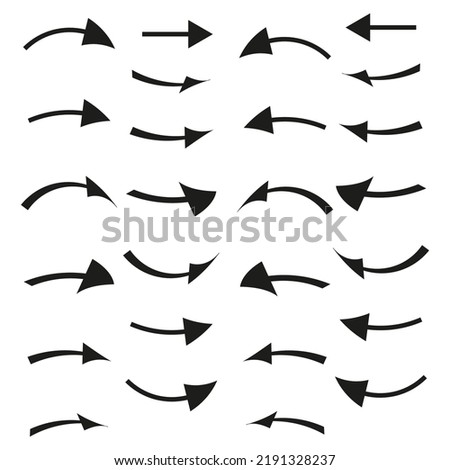 Different wavy arrows. Design element. Vector illustration. Stock image. 