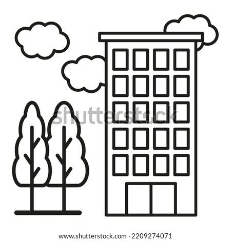 Modern high-rise building icon. Building, city. Vector illustration. Stock image.