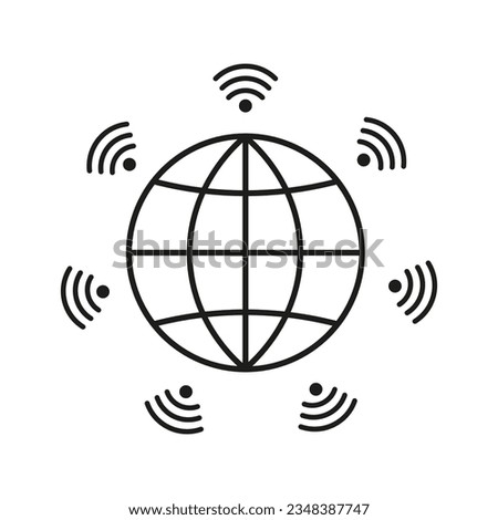 Globe icon. Wifi covered planet symbol. Vector illustration. Eps 10.