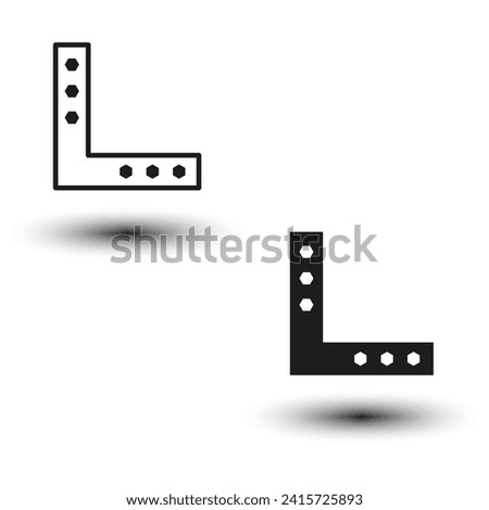 Mounting angle metal bracket icon, L shape shelf bracket. Vector illustration. EPS 10.