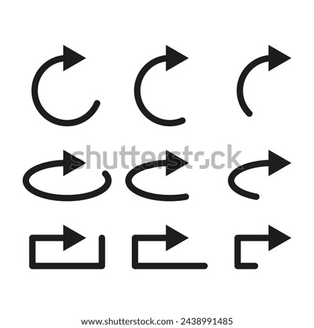 Set of circular arrows. Direction change and rotation icons. Action and process flow symbols. Vector illustration. EPS 10.