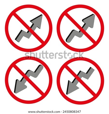 No direction arrows set. Navigation prohibited symbol. Traffic direction banned. Vector illustration. EPS 10.