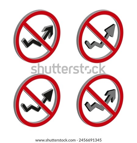 Prohibited direction signs. Vector forbidden arrows set. No turning symbols.