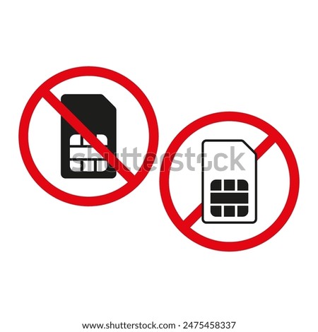 No SIM Card Icons. Mobile Network Restriction. Vector Art.