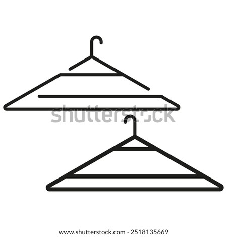 Two black hangers. Minimalistic outline design. Simple vector symbol. Fashion accessory illustration.