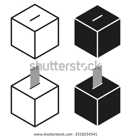 Ballot box icons. Four variations of simple voting box symbols. Abstract election concept. Minimal vector set.