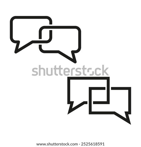 Chat icon set. Speech bubble outlines. Communication concept symbols. Black minimal vector.