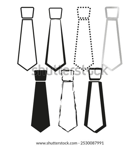 Tie icons set. Fashion accessory outline. Business dress symbol vector. Formal tie collection.