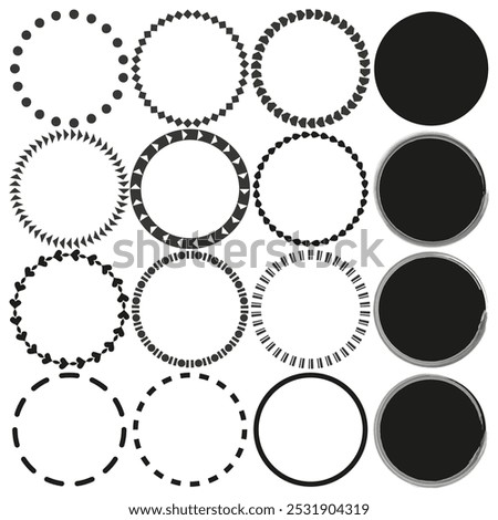 Abstract circular frames. Geometric ring designs. Minimalist round shapes. Decorative vector circles.