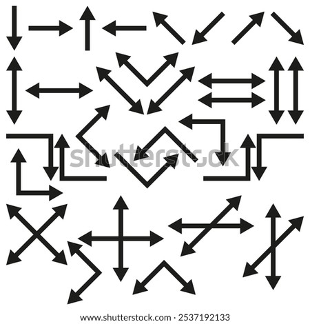 Arrow direction icon. Vector movement arrows. Navigation symbol. Pathfinding illustration.