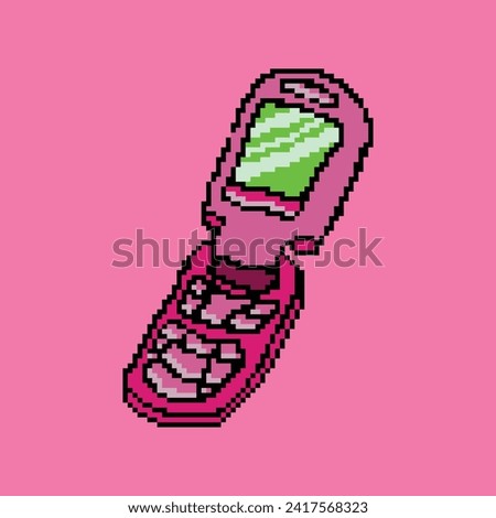 vintage flip phone pixel art