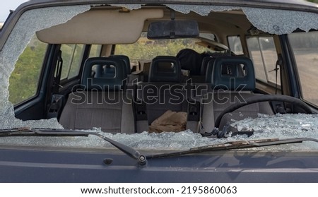 Similar – Image, Stock Photo Car with broken windshield