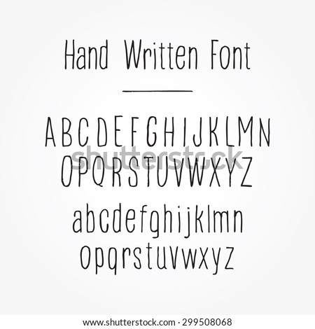 Hand written alphabet. Upper and lower case hipster font. 
