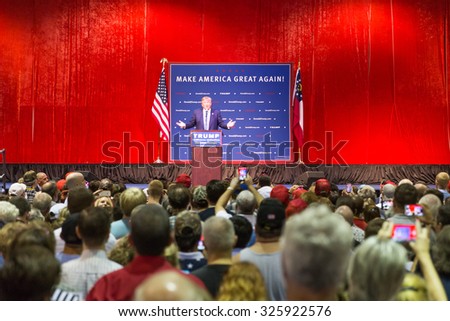 NORCROSS, GA, USA - OCTOBER 10TH, 2015: Donald Trump Presidential Candidate from Republican Party attends a rally near Atlanta, Ga in Norcross.