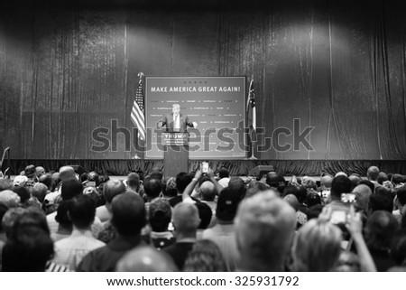 NORCROSS, GA, USA - OCTOBER 10TH, 2015: Presidential Candidate from Republican Party for 2016 elections speaking at a rally near Atlanta, GA in Norcross
