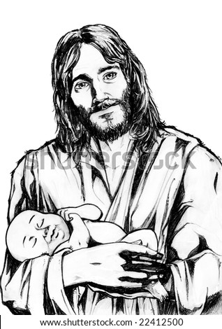 Jesus Holding Baby Stock Photo 22412500 : Shutterstock