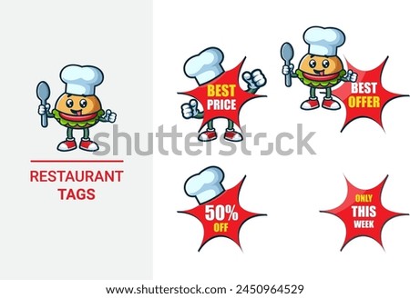 Customize Your Restaurant's Brand with our Versatile Vector Tag Design Templates. Red and yellow vector tag design.