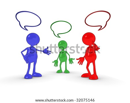 Shiny 3d Cartoon Chat Characters With Speech Bubbles. Stock Photo ...