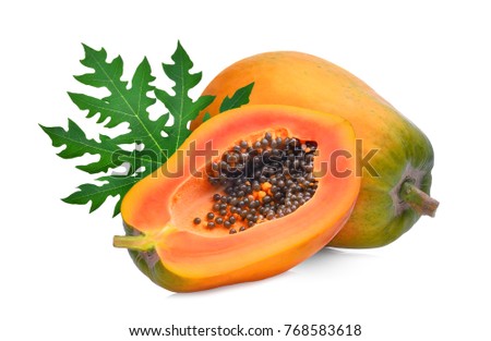 Similar – Image, Stock Photo Ripe papaya fruit halves on orange shades tablecloths.