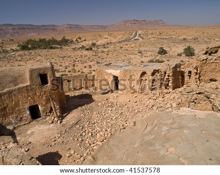 Ruins in libyan desert in Jebel Naussa