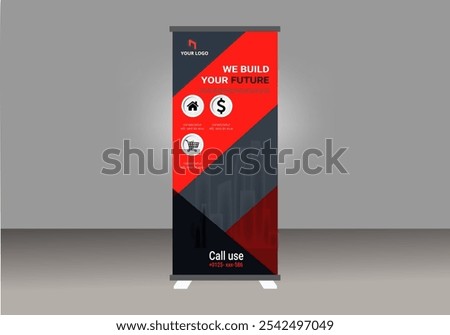 Business Rollup banner template, Roll up, display banner, x-banner vector ,Roll up banner stand for your company, Rollup advertisement banner.