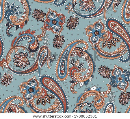 Seamless trendy background with paisley in Indian style