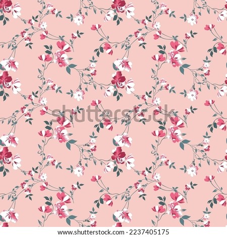 small flower seamless pattern on pink background