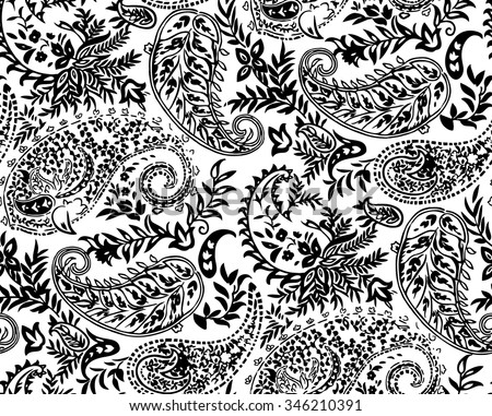 Black And White Paisley Wallpaper Stock Vector 346210391 : Shutterstock