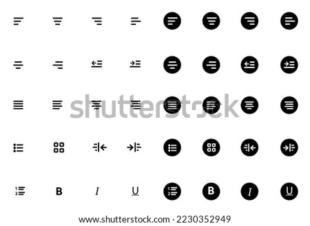 Set of Text Editor Icons. Pack Vector pictogram set. UX, infographics, web, apps or business presentation. Sign and symbol collection.