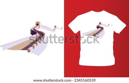 great wall of china t-shirt design editable template