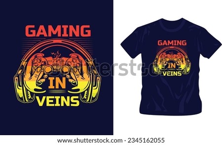 gaming in veins controller t-shirt design editable template