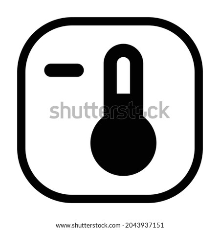 thermometer minus Icon. Flat style rounded rectangle isolated on white background. Vector illustration