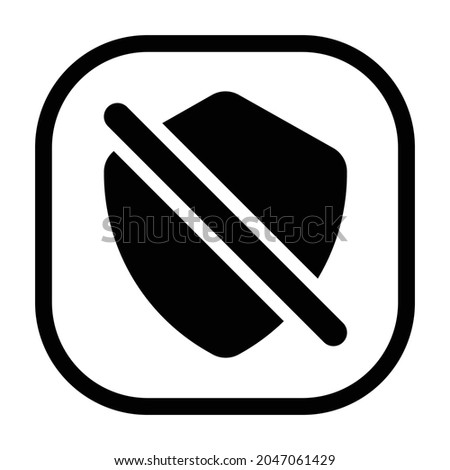 shield off Icon. Flat style rounded rectangle isolated on white background. Vector illustration