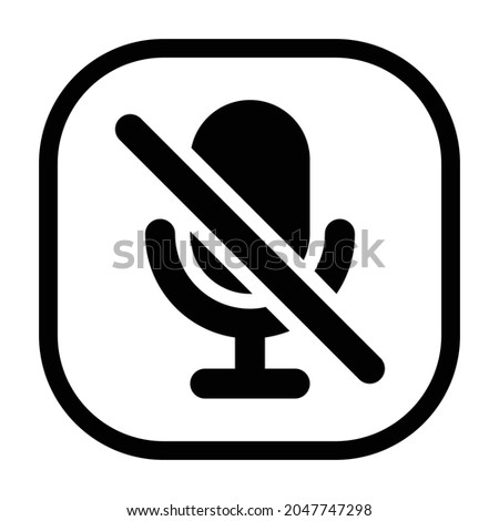 mic off Icon. Flat style rounded rectangle isolated on white background. Vector illustration