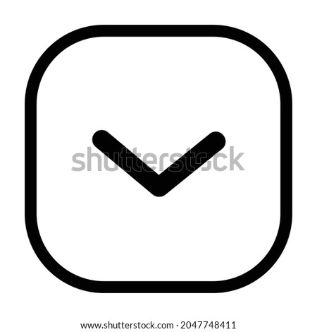 arrow ios downward Icon. Flat style rounded rectangle isolated on white background. Vector illustration