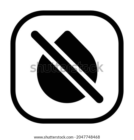 droplet off Icon. Flat style rounded rectangle isolated on white background. Vector illustration