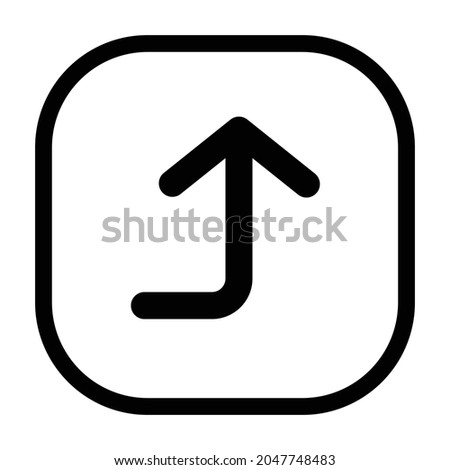 corner right up Icon. Flat style rounded rectangle isolated on white background. Vector illustration