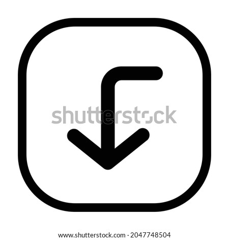 corner left down Icon. Flat style rounded rectangle isolated on white background. Vector illustration