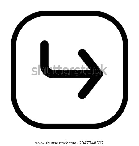 corner down right Icon. Flat style rounded rectangle isolated on white background. Vector illustration