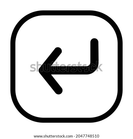 corner down left Icon. Flat style rounded rectangle isolated on white background. Vector illustration