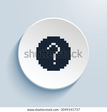 question circle fill pixel art icon design. Button style circle shape isolated on white background. Vector illustration