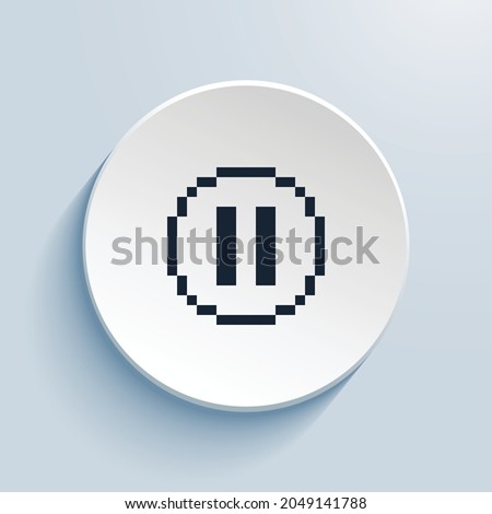 pause circle pixel art icon design. Button style circle shape isolated on white background. Vector illustration