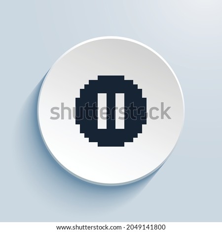 pause circle fill pixel art icon design. Button style circle shape isolated on white background. Vector illustration