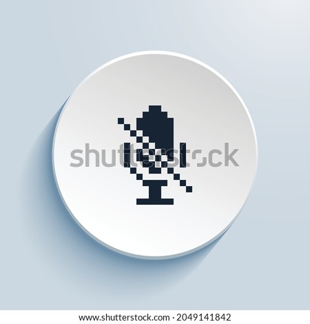 mic mute fill pixel art icon design. Button style circle shape isolated on white background. Vector illustration