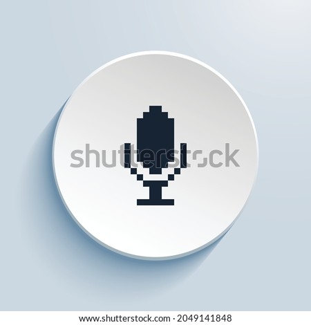 mic fill pixel art icon design. Button style circle shape isolated on white background. Vector illustration