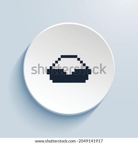 inbox fill pixel art icon design. Button style circle shape isolated on white background. Vector illustration