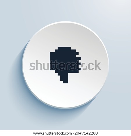 hand thumbs down fill pixel art icon design. Button style circle shape isolated on white background. Vector illustration
