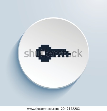 key fill pixel art icon design. Button style circle shape isolated on white background. Vector illustration